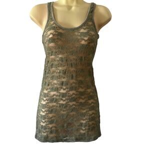 Mod Be Size M Juniors Grayish Green Lace Tank Dress Swimsuit Coverup